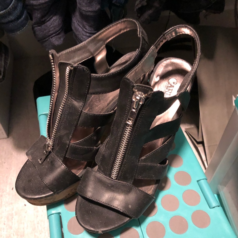 Black Wedges with Cork Sole